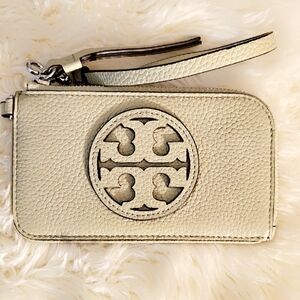 Tory Burch Textured Sage Card Holder/wristlet